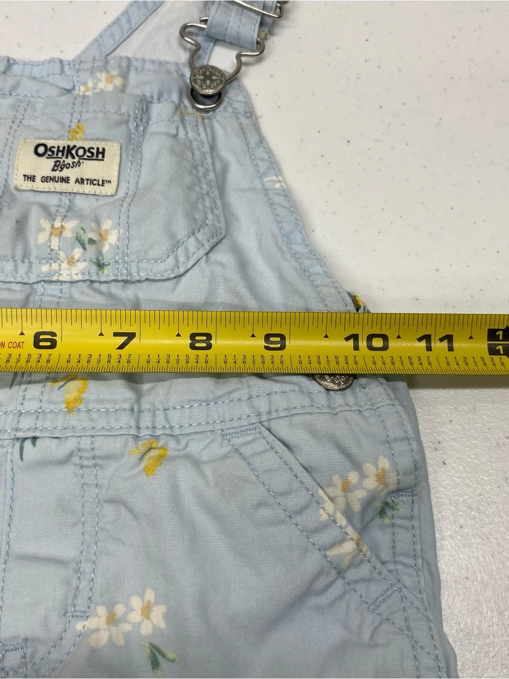 Oshkosh floral overalls girls size 18 months daisy blue shorts vestbak summer